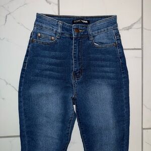 fashion nova blue high waist skinny jeans